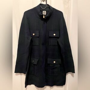 New Anne Klein Plaid Tartan Zip Cardigan Sz L